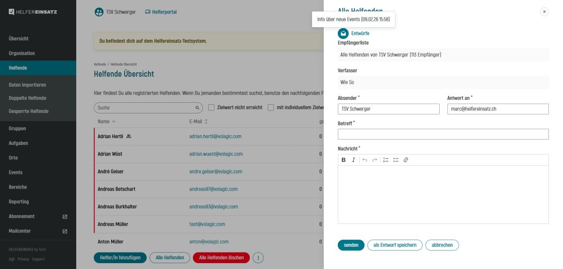 Entwürfe im Mailcenter